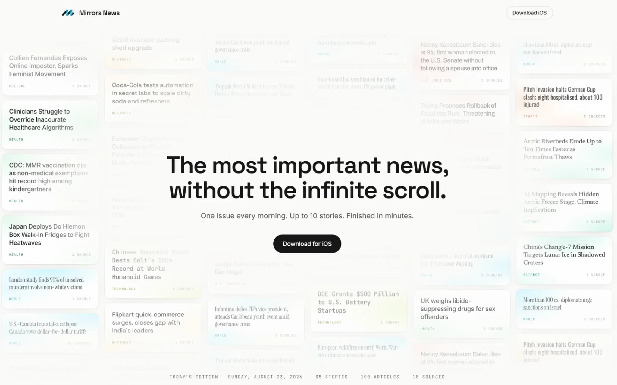 Mirrors News daily edition app